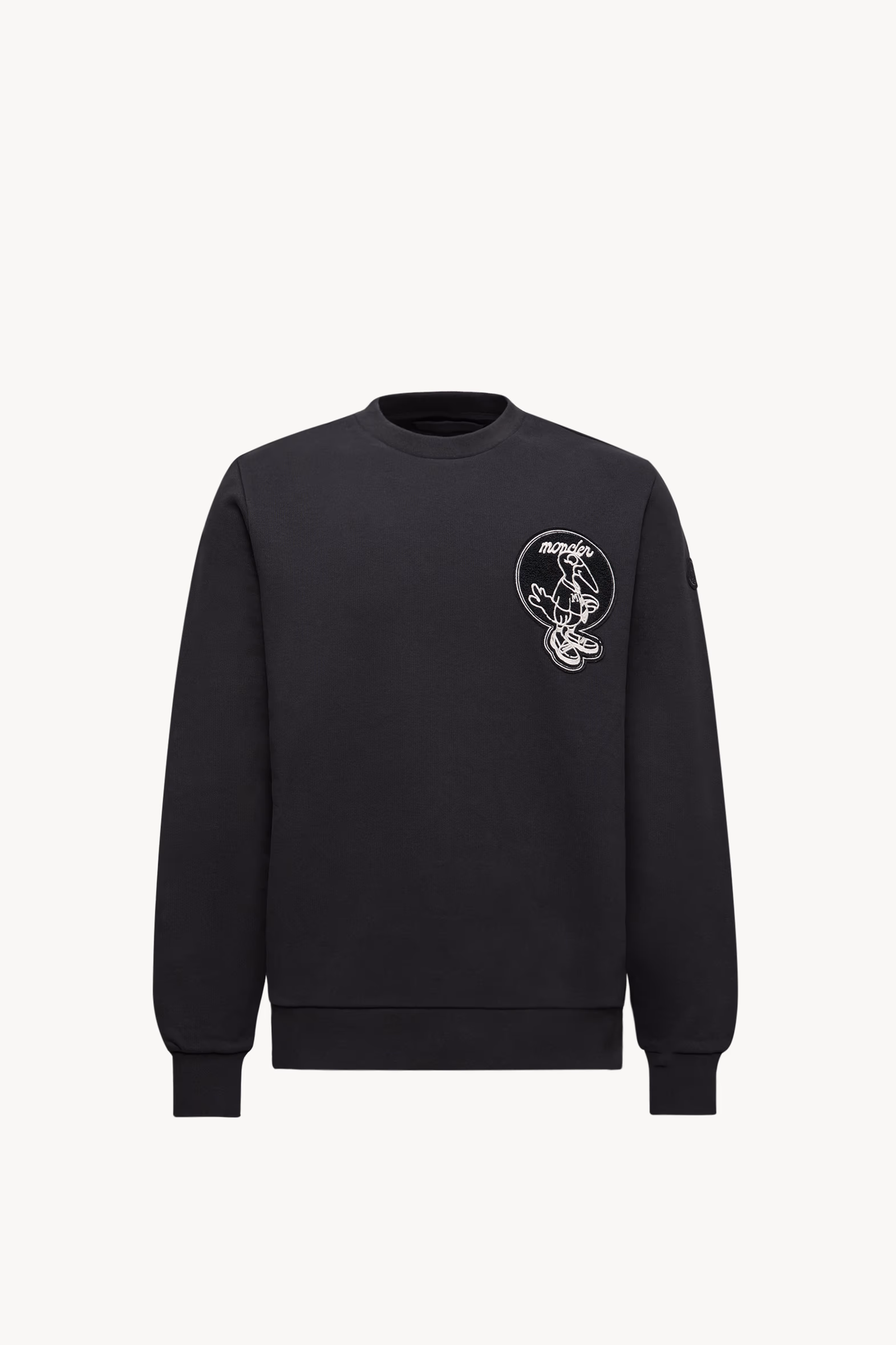 Sudadera de algodón con parche con logotipo Mascot Hombre Negro Moncler 2